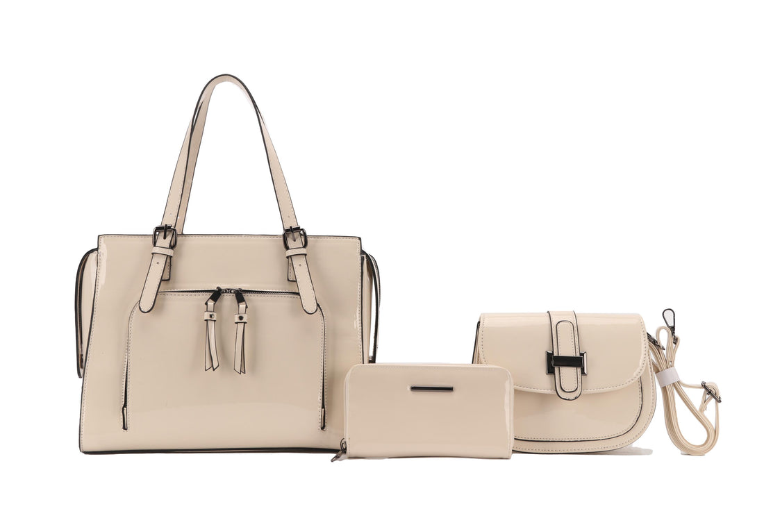 3-1 Handbags Set S2566 Beige - wholesale handbag set
