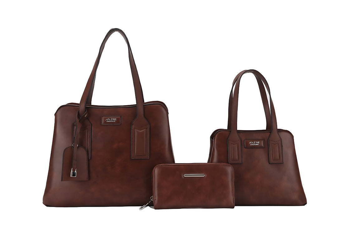S2568 brown three-piece handbag set
